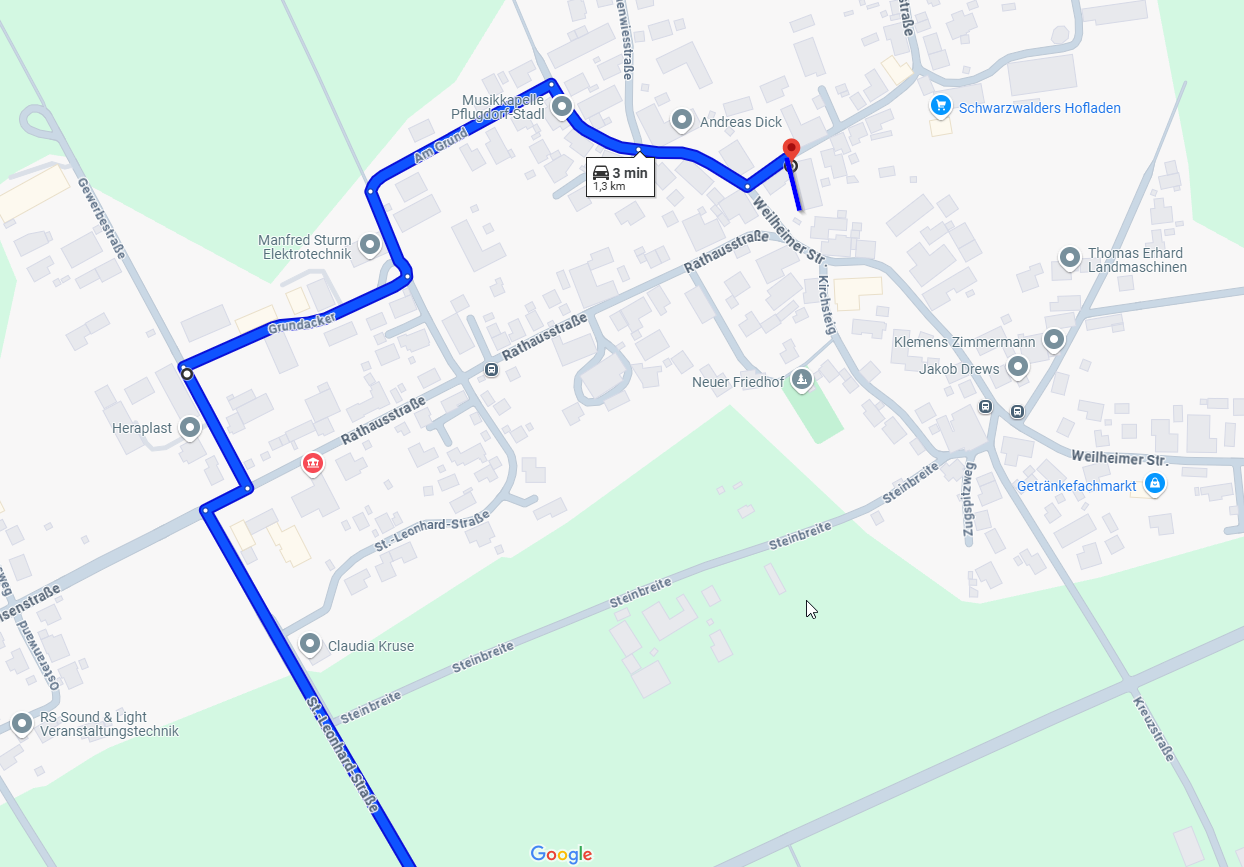 geaenderte Anfahrt
